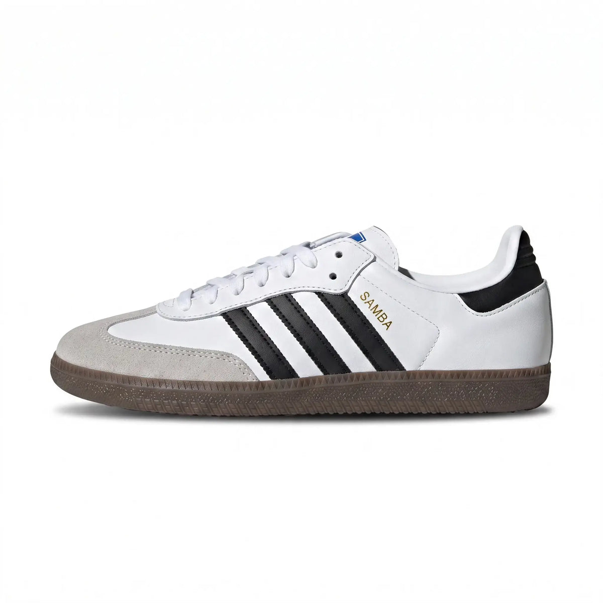 Samba style white black gum sneaker detail