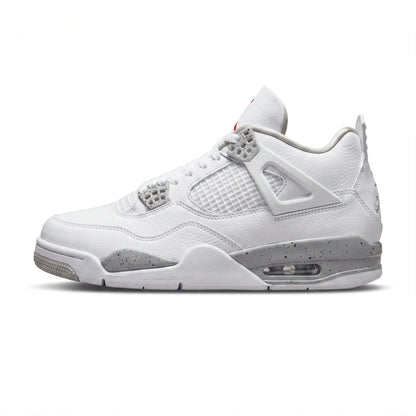 A white and light gray Air Jordan 4 sneaker shown from the side profile on a clean white background.