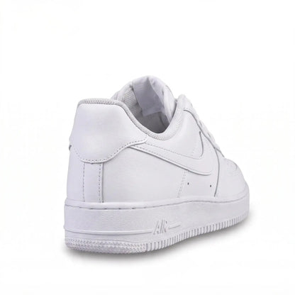 Triple white low-top sneaker rear view