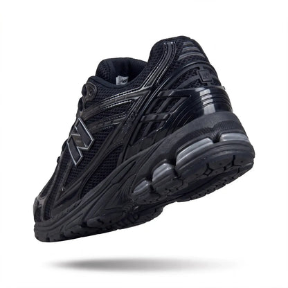 Black retro runner sneaker rear view