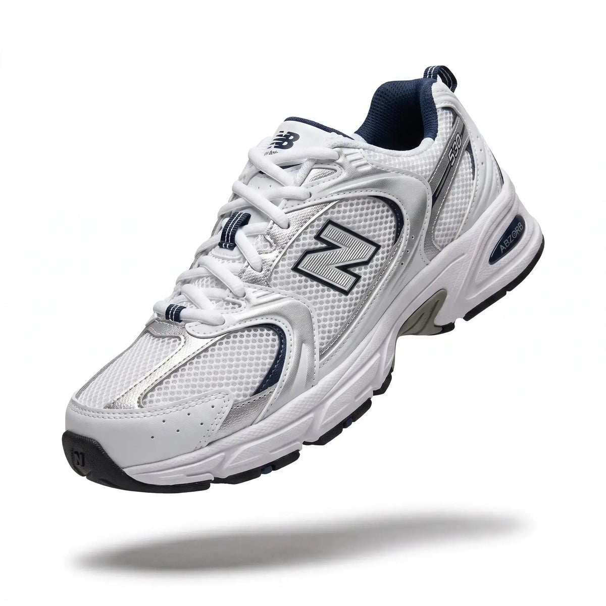White silver navy retro runner outsole