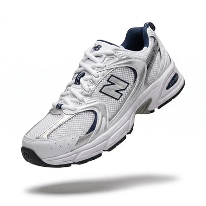 White silver navy retro runner outsole