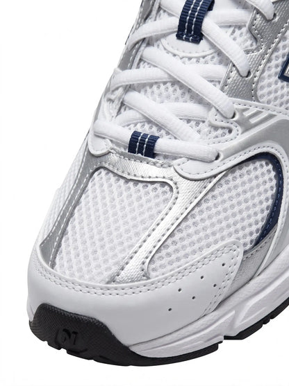 White silver navy retro runner rear view