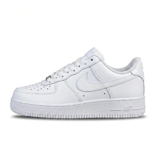 Triple white low-top sneaker detail