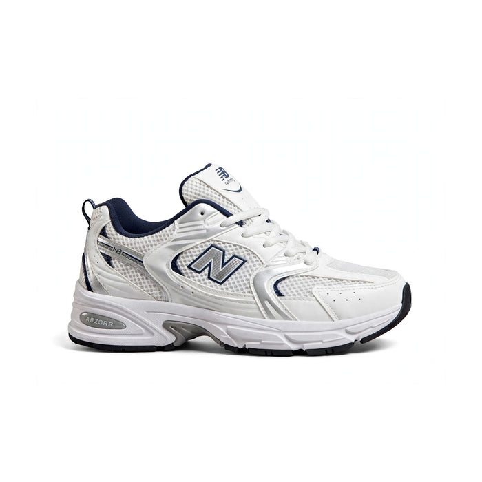 New Balance 530 Style – White Navy Silver Retro Runner