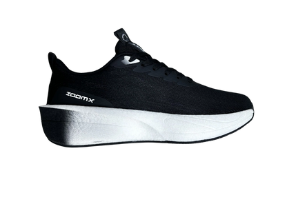 A black and white athletic sneaker shown from a side profile view against a plain white background, featuring the brand name 'XPOD3' printed vertically on the heel.