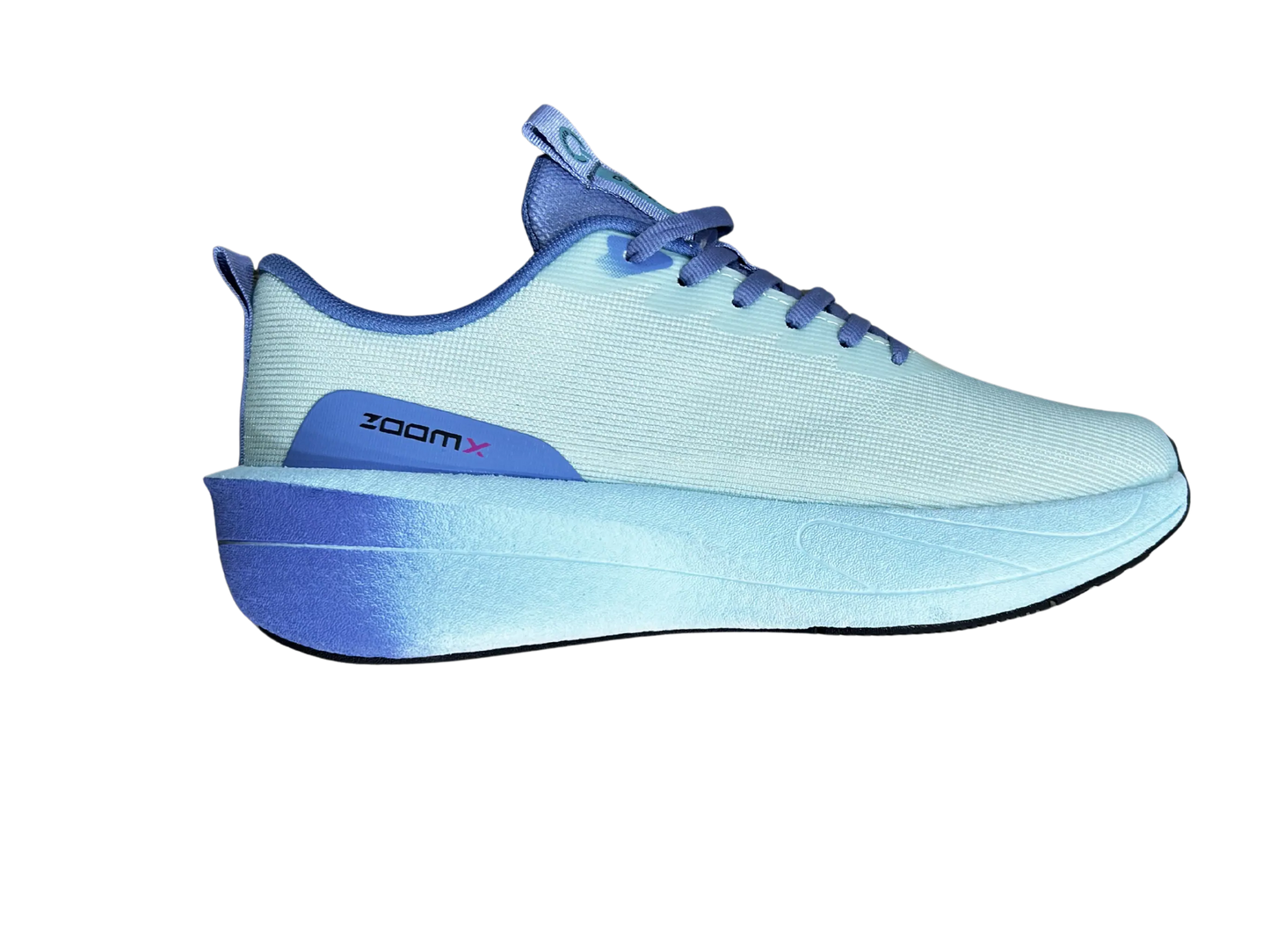 Blue and white shoe on a white background