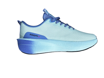 Blue and white shoe on a white background