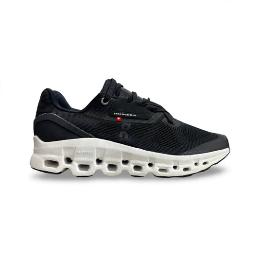 On Cloudstratus Style black white runner sneaker