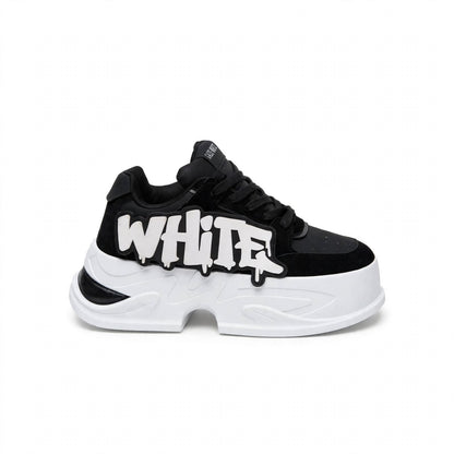 Off-White Style graffiti platform sneaker