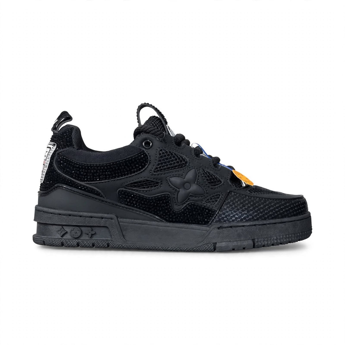 LV Trainer style platform sneaker detail view