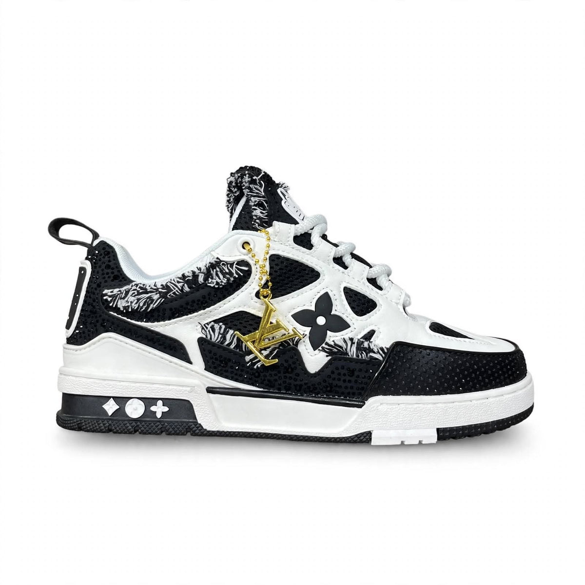 LV Trainer style platform sneaker top view