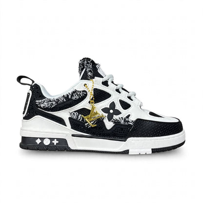 LV Trainer style platform sneaker top view