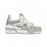LV Trainer style platform sneaker lifestyle view