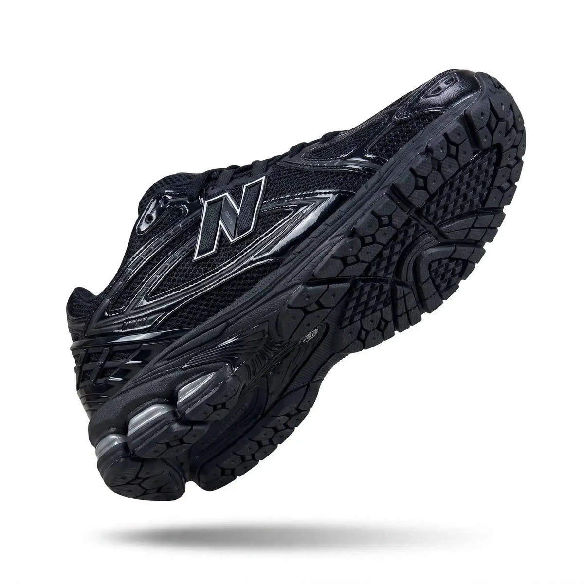 Black retro runner sneaker side view