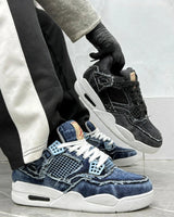 Air Jordan 4 Style denim sneaker detail