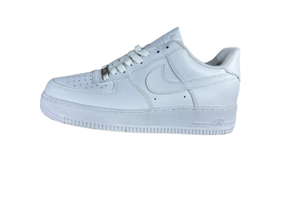 A single light blue Nike Air Force 1 sneaker shown in a side profile view against a solid white background.