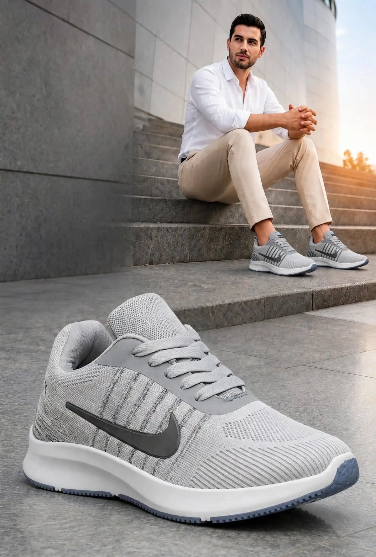 Nike Style navy blue runner sneaker side view
