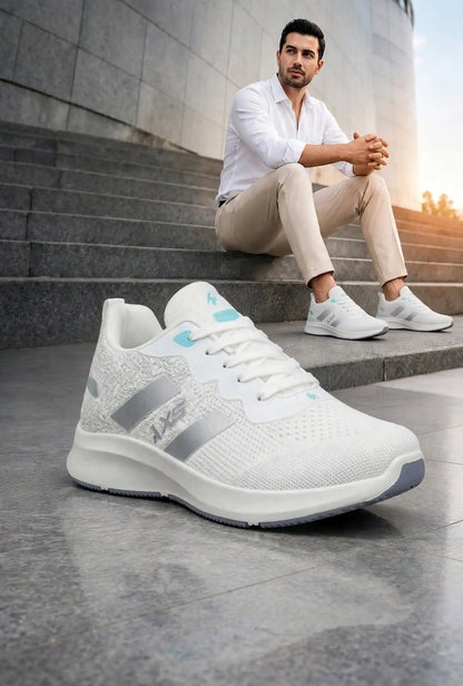 Adidas Style white silver aqua runner sneaker side view