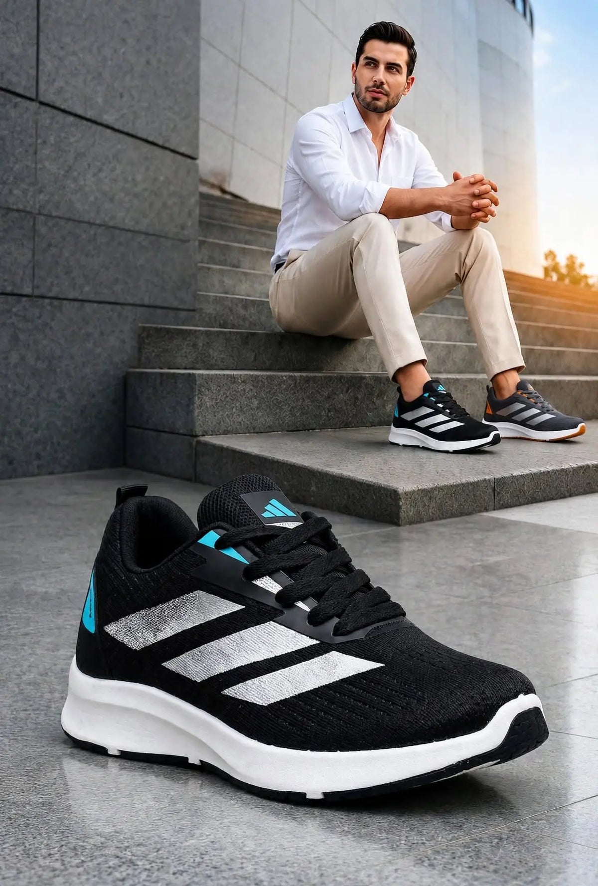 Adidas Climacool Style grey orange runner sneaker rear view