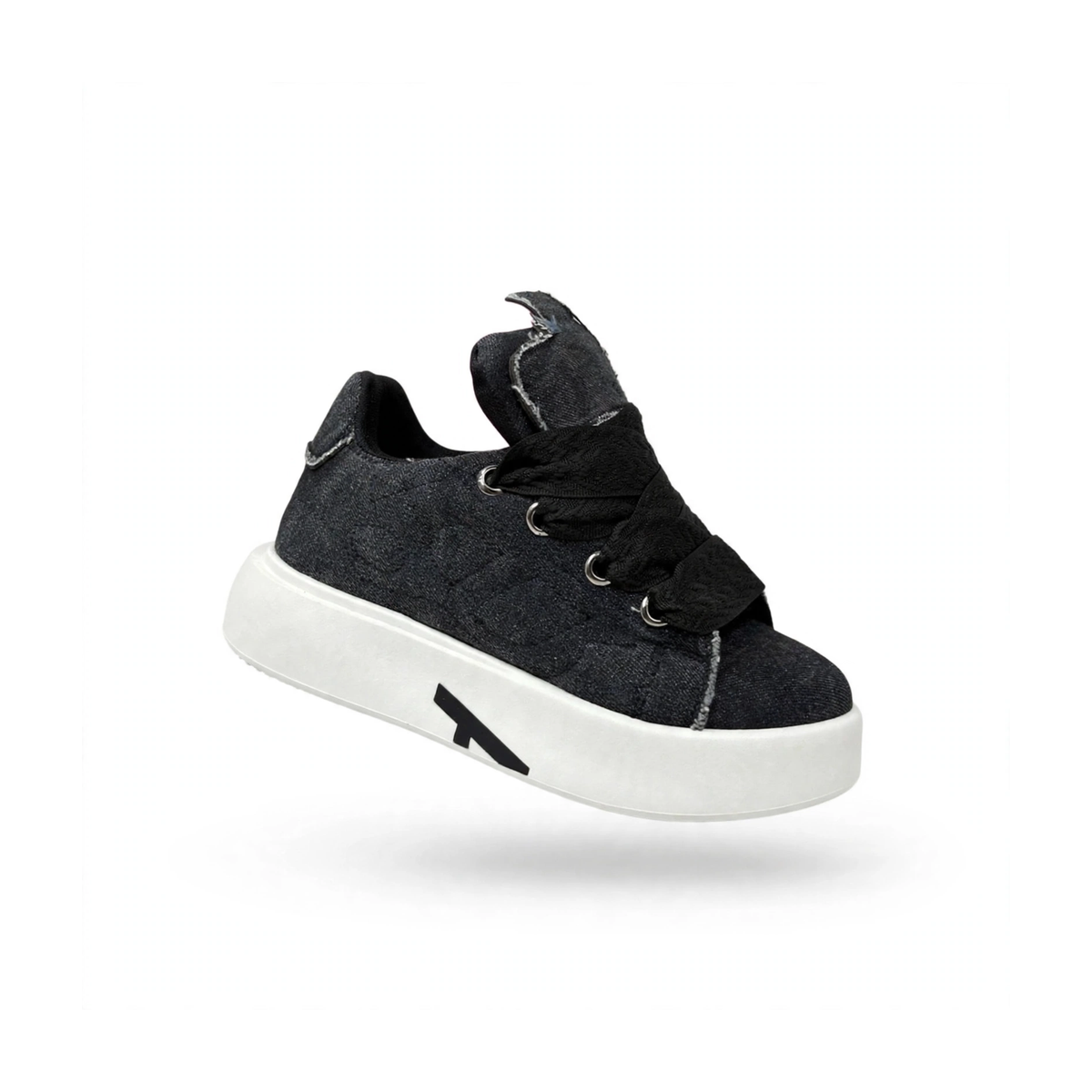 AJEKO denim platform sneaker detail