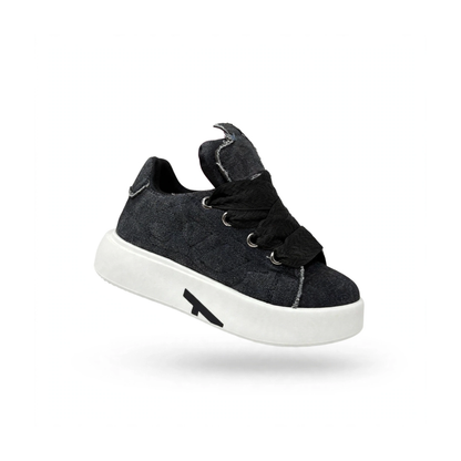 AJEKO denim platform sneaker detail