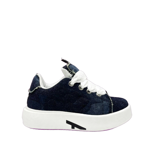 AJEKO Denim Platform navy white sneaker front view | BUZZ Egypt

