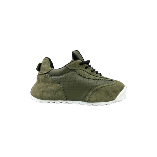 LV Monogram Style olive suede runner sneaker