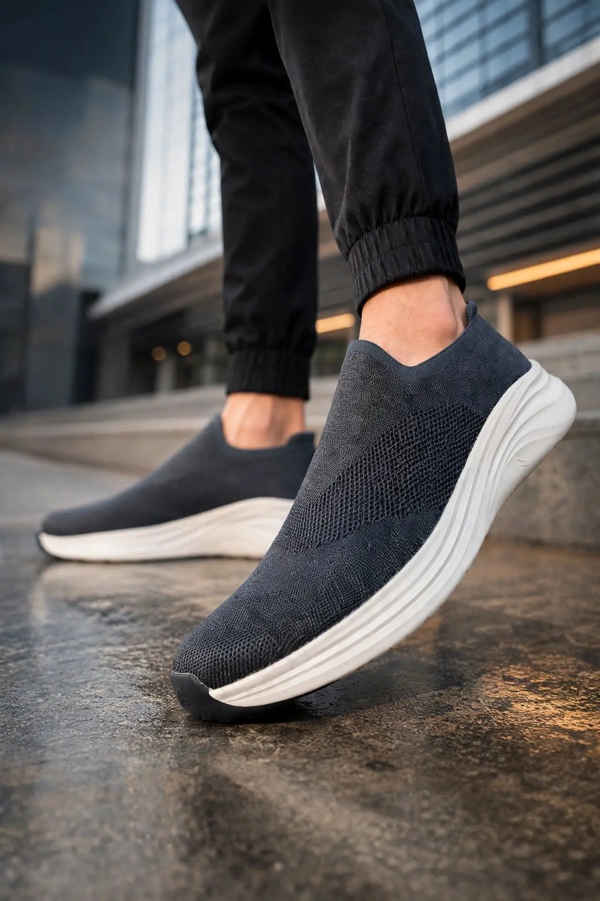 201-3S men's slip-on knit sneaker side view