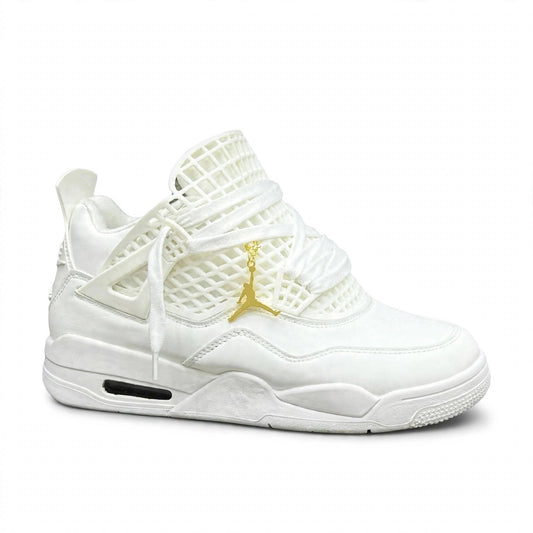 Air Jordan 4 Style white gold high-top sneaker